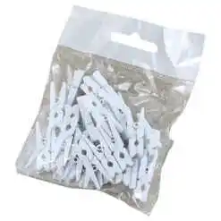 Set 36 cleme din lemn 3 CM, Alb