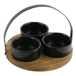 Set 3 boluri pe suport bambus 20 CM