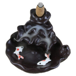 Candela ceramica backflow pentru con parfumat 10x7 CM, cu pesti