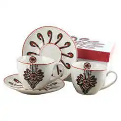 Set 2 cani cu farfurie din portelan 280 ml "Parzenica", in cutie decorativa
