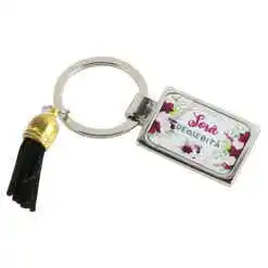 Breloc din metal "Sora Deosebita", cu franjuri, 7 CM