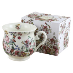 Cana portelan 500 ml "Flowers white", in cutie decorativa