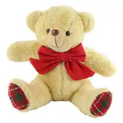 Ursulet din plus cu fundita rosie 20 CM