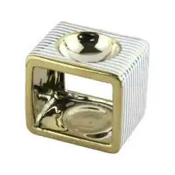 Candela aromaterapie din ceramica 9x7 CM, auriu/alb