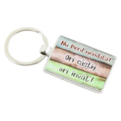 Breloc din metal "Nu pierd niciodata..." 4x7 CM