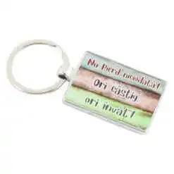 Breloc din metal "Nu pierd niciodata..." 4x7 CM