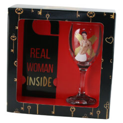 Pahar vin termosensibil 220 ml cu semn pentru camera "Real Woman Inside"