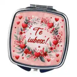 Oglinda de buzunar "Te iubesc!", inimioare 7 CM