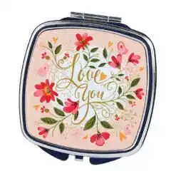 Oglinda de buzunar "Love You", flori 7 CM