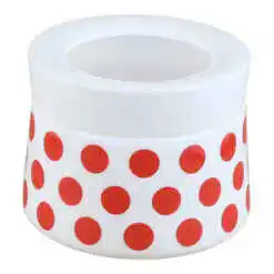 Recipient condimente 350 ml, din sticla opal, cu capac din plastic, Buline