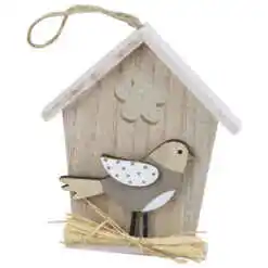 Decoratiune din lemn Casuta cu pasare 10x12 CM