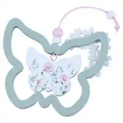 Alternative view of Decoratiune din lemn Inima/Fluture 10 CM, Flori, cu agatatoare