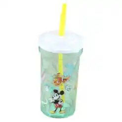 Pahar din plastic cu capac si pai 460 ml, Disney 100 Urban