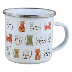 Cana metalica emailata 240 ml, Pisici