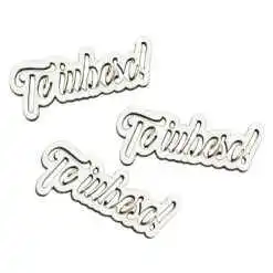 Set 3 decor craft din lemn "Te iubesc!" 8x3 CM