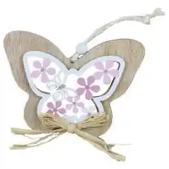 Decor din lemn Fluture 12x11 CM, cu agatatoare