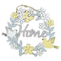 Coronita usa din lemn cu flori si pasari 19x16 CM, Home