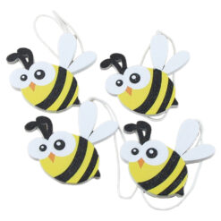 Set 4 decor lemn Albina 6 CM, cu agatatoare