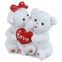 Figurina Ursi in pereche cu inimioara Love 6 CM, din rasina