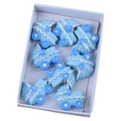 Set 8 decor Carucior bebe din rasina 2.9 CM, albastru, autoadezive