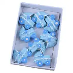 Set 8 decor Carucior bebe din rasina 2.9 CM, albastru, autoadezive