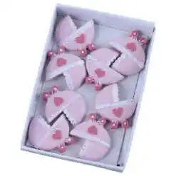 Set 8 decor Carucior bebe din rasina 2.9 CM, roz, autoadezive