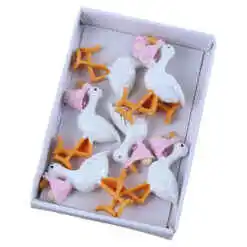 Set 6 decor Barza cu bebe din rasina 4.2 CM, roz, autoadezive