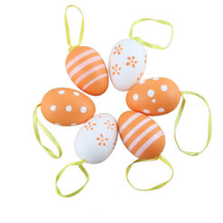 Set 6 oua din plastic 4x6 cm, portocaliu/alb