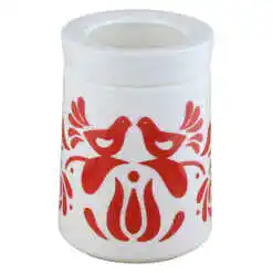 Recipient condimente 750 ml, din sticla opal, cu capac din plastic, Pasari