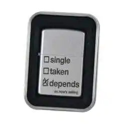 Bricheta metalica "Single/Taken/Depends..." 4x5.5 CM