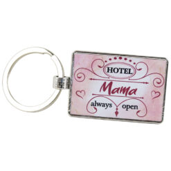 Breloc din metal "Hotel Mama...Always open" 7 CM