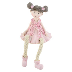 Figurina Fetita cu rochie roz 16 CM, din rasina, cu picioare mobile