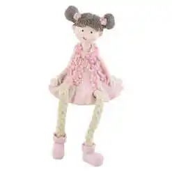 Figurina Fetita cu rochie roz 16 CM, din rasina, cu picioare mobile