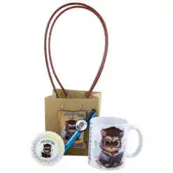 Set cadou de Absolvire 4 piese - Cana, magnet, pix touchscreen cu punga cadou, Albastru