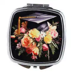 Oglinda de buzunar Absolvire 7 CM, Flori cu toca, negru