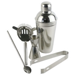 Set Cocktail Shaker, 5 piese, argintiu