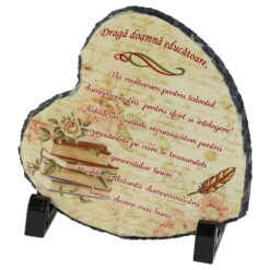 Placa ardezie "Draga doamna educatoare?" 14x14 CM, Inima