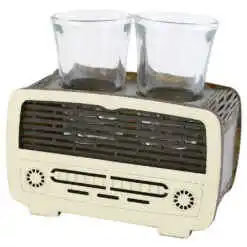 Suport din lemn cu 2 pahare Radio 12x6 CM