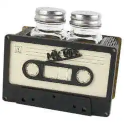 Set solnita si pipernita cu suport lemn Caseta 12x10 CM, Mix Tape