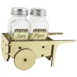 Set solnita si pipernita cu suport lemn Roaba "Sare/Piper" 15x12 CM