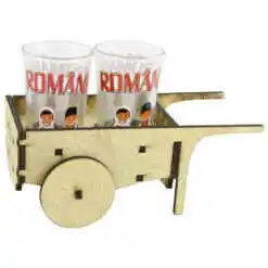 Suport din lemn cu 2 pahare Roaba "Romania" 15x10 CM