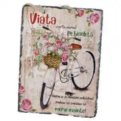 Placa ardezie de perete "Viata este ca mersul cu bicicleta..." 14x19 CM