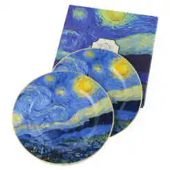 Set 2 farfurii din portelan 19.2 CM "Starry Night" de V. van Gogh, in cutie decorativa