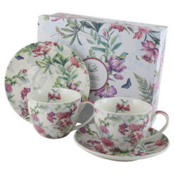 Set 2 cesti cu farfurii din portelan 250 ml "Lucia", in cutie decorativa