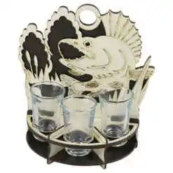 Suport din lemn cu 3 pahare 18X20 CM, Pescar