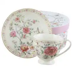 Ceasca portelan cu farfurie 220 ml, "Carissima", in cutie decorativa