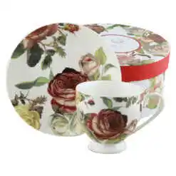 Ceasca portelan cu farfurie 220 ml, "Kasandra", in cutie decorativa