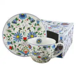 Cana portelan cu farfurie 250 ml, "Kashubian", in cutie decorativa