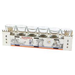 Suport din lemn "Romania" cu sase pahare 28 CM