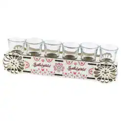 Suport din lemn "Szekelyfold" cu sase pahare 29 CM